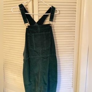 Dark Green Corduroy Overall Dress NWOT